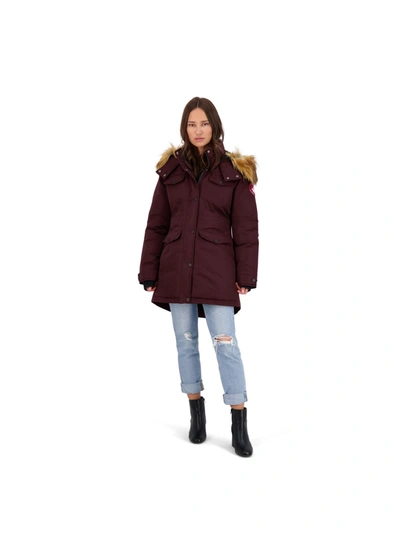 Canada Weather Gear Womens Faux Fur Heavyweight Parka Coat In Red