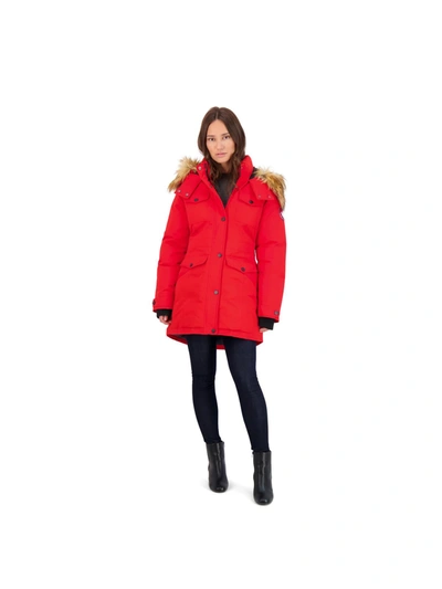 Canada Weather Gear Womens Faux Fur Heavyweight Parka Coat In Red