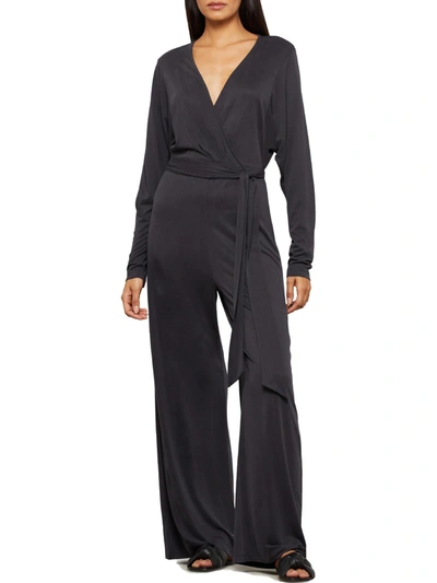 Shop Bcbgmaxazria Womens Wide Leg Surplice Jumpsuit In Black