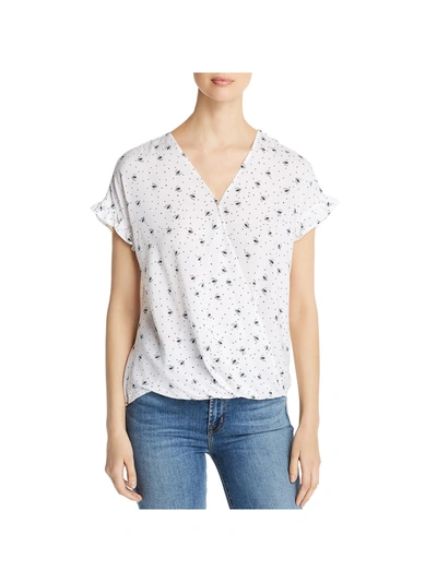 Shop Single Thread Womens Printed Surplice Pullover Top In White