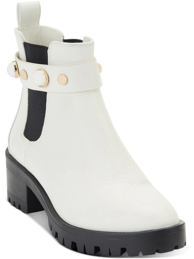 Karl Lagerfeld Pola Imitation Pearl Chelsea Bootie In Beige