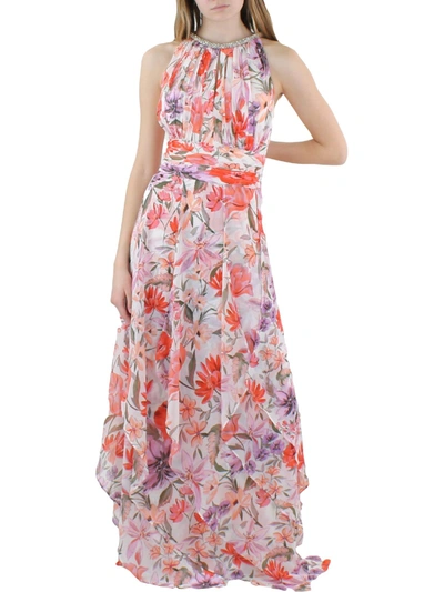 Shop Calvin Klein Womens Rhinestone Tiered Halter Dress In Multi