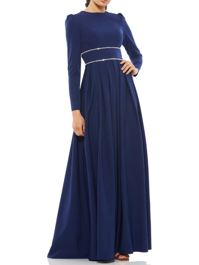 Shop Mac Duggal Womens Embellished Long Evening Dress In Blue