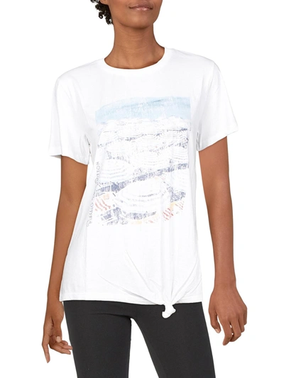 Shop Buffalo David Bitton Jewel Womens Graphic Tie Front T-shirt In White