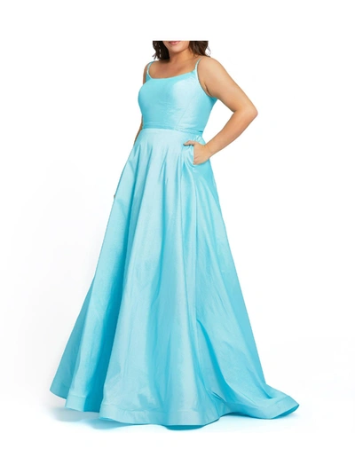 Shop Mac Duggal Plus Womens Taffeta A-line Evening Dress In Blue