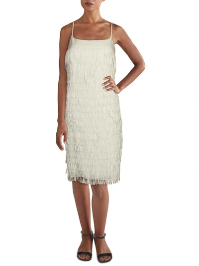 Shop Aidan Mattox Womens Fringe Short Mini Dress In White