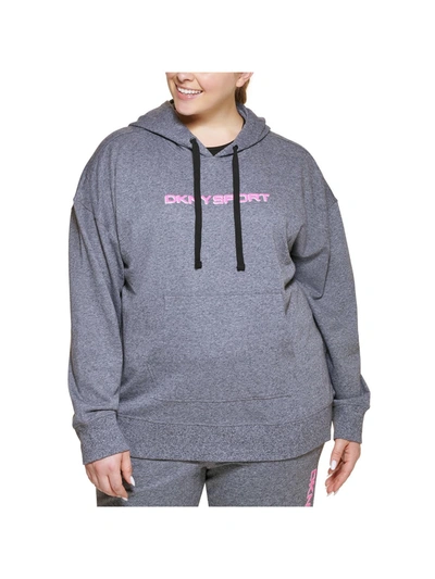 Shop Dkny Sport Plus Womens French Terry Logo Hoodie In Black