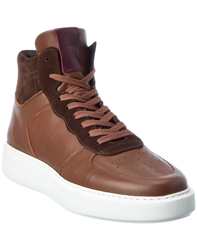 Shop M By Bruno Magli Cesare Leather & Suede High-top Sneaker In Brown