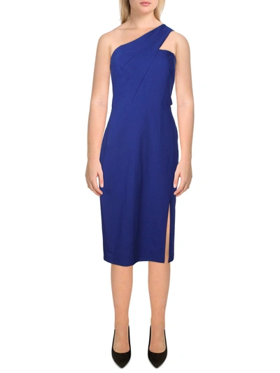 Shop Aidan Mattox Womens Crepe One-shoulder Cocktail And Party Dress In Blue