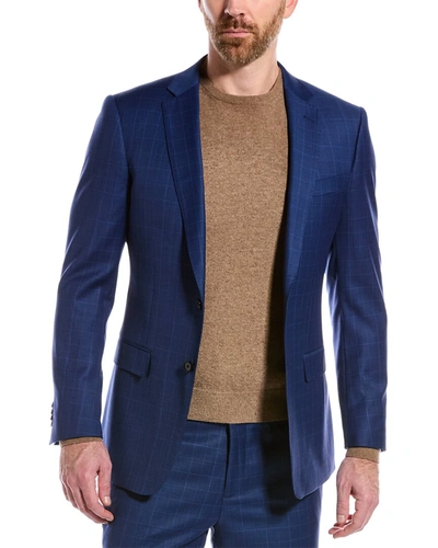 Shop Cavalli Class 2pc Slim Fit Wool-blend Suit In Blue