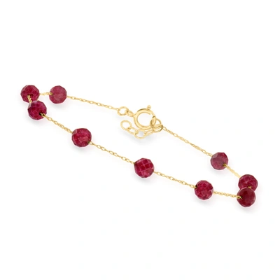 Shop Canaria Fine Jewelry Canaria 6.50- Ruby Bead Station Bracelet In 10kt Yellow Gold In Red