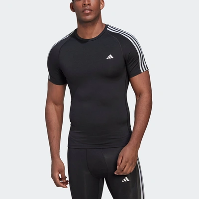 Shop Adidas Originals Men's Adidas Techfit 3-stripes Training Tee In Black