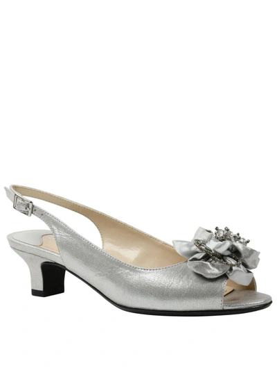 Shop J. Reneé Leonelle Womens Embellished Peep Toe Kitten Heels In Silver