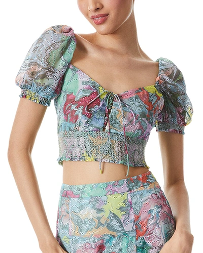 Alice And Olivia Crawford Lace-up Top In Multi