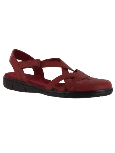 Shop Easy Street Garrett Womens Faux Leather Closed Toe Flat Sandals In Red