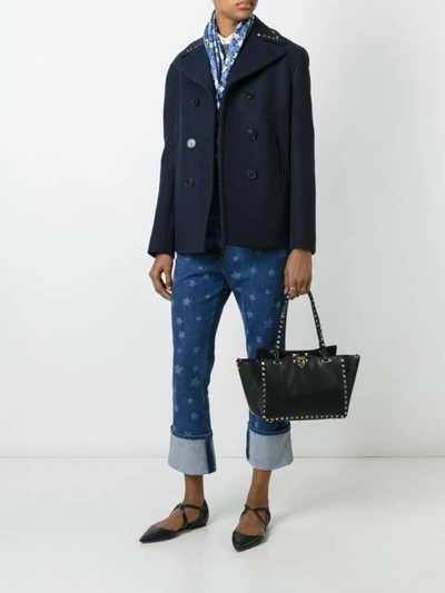 Shop Valentino Rockstud Peacoat In Blue