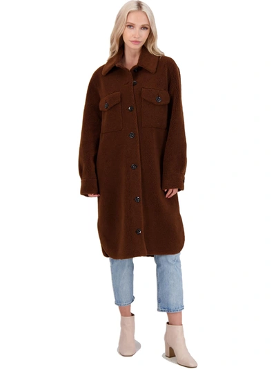 Shop Rebecca Minkoff Harper Womens Wool Blend Long Shirt Jacket In Brown