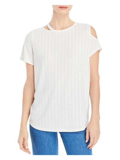 Shop Status By Chenault Womens Cut-out Ribbed Pullover Top In White
