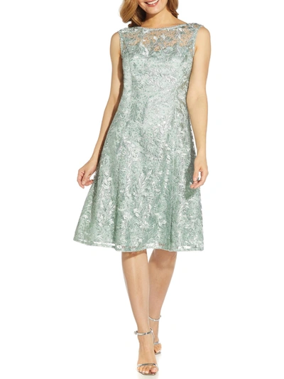 Shop Adrianna Papell Womens Sequined Midi Fit & Flare Dress In Green