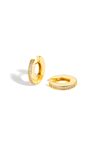Shop Classicharms Gold Hoop Cubic Zirconia Earrings In Silver