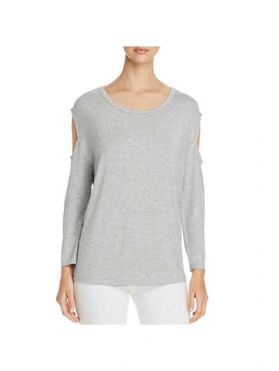 Shop Alison Andrews Womens Scoop Neck Cold Shoulder T-shirt In Grey