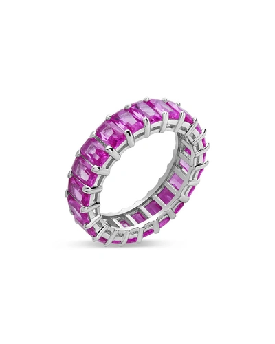 Sterling Forever Shine By  Sterling Silver Rainbow Cz Baguette Eternity Ring In Pink