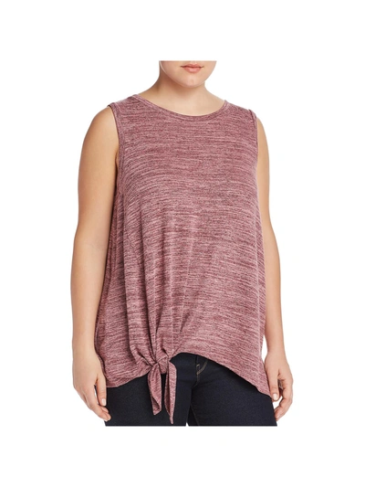 Shop Cupio Plus Womens Knot-front Spaced Tank Top In Pink