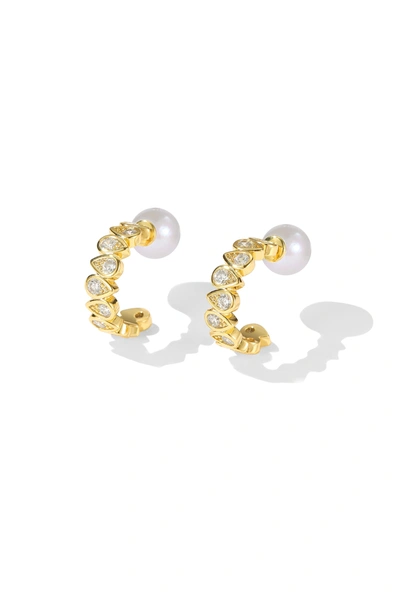 Shop Classicharms Golden Teardrop Zirconia Earrings In Silver