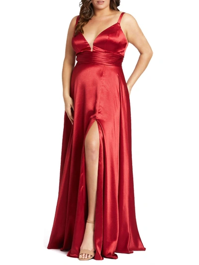 Shop Mac Duggal Womens Sleeveless Maxi Evening Dress In Red