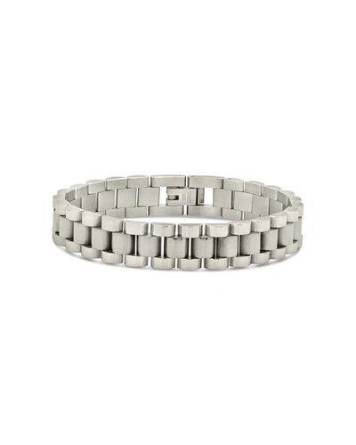 Shop Sterling Forever Commentsold Thin Watch Band Chain Bracelet In Silver