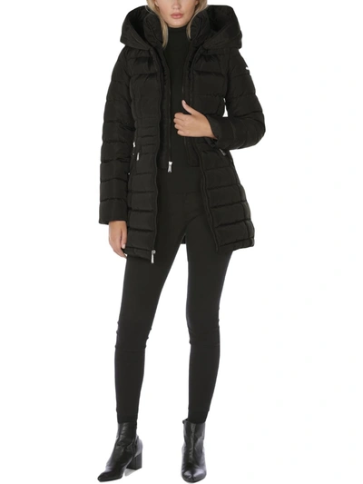 Shop Laundry By Shelli Segal Womens Quilted Hooded Puffer Coat In Black