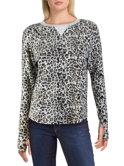 Shop Theo & Spence Womens Animal Print Ribbed Pullover Sweater In White