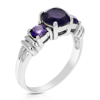 Shop Vir Jewels 1.70 Cttw 3 Stone Purple Amethyst Ring .925 Sterling Silver With Rhodium Round
