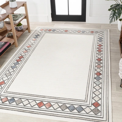 Jonathan Y Sebastian High-low Modern Diamond Border Brown/ivory Area Rug