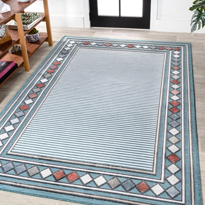 Jonathan Y Sebastian High-low Modern Diamond Border Brown/ivory Area Rug