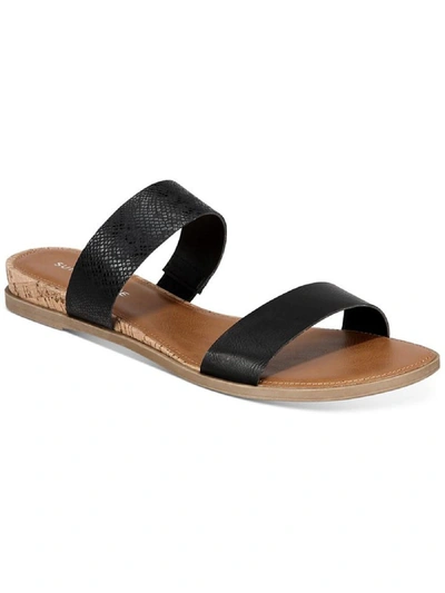 Shop Sun + Stone Easten 2 Womens Faux Leather Flats Wedge Sandals In Black