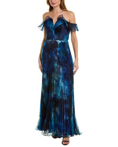 Shop Theia Emara A-line Gown In Blue