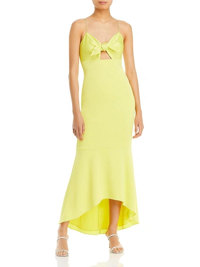 Shop Aidan Mattox Womens Satin Hi-low Midi Dress In Yellow