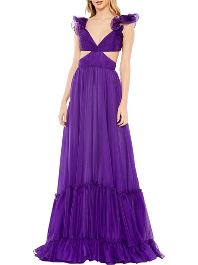 Shop Mac Duggal Womens Open Back Maxi Evening Dress In Purple