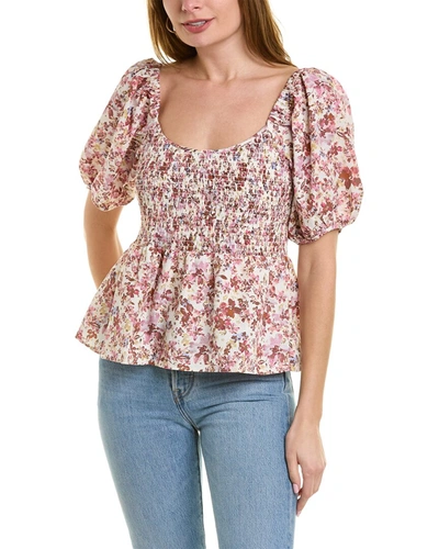 Auguste Anastasia Linen-blend Blouse In Beige