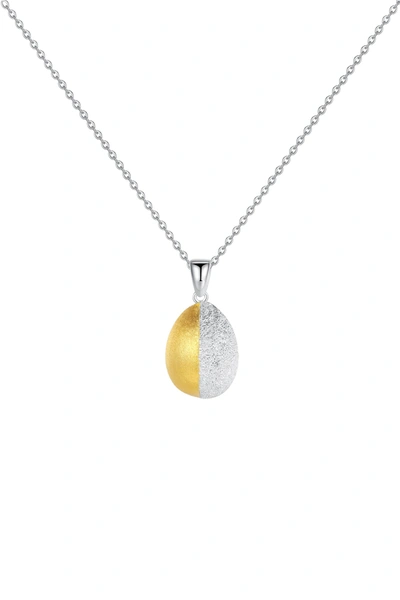 Classicharms Frosted And Matted Texture Two Tone Pendant Necklace In Silver