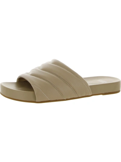 Shop Eileen Fisher Womens Leather Slides Pool Slides In Grey