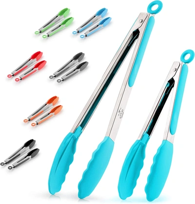 Zulay Kitchen Stainless Steel Kitchen Tongs With Lock Mechanism In Silver