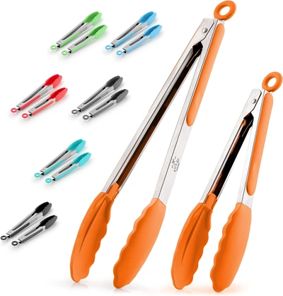 Zulay Kitchen Stainless Steel Kitchen Tongs With Lock Mechanism In Silver