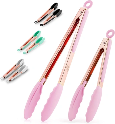 Zulay Kitchen Stainless Steel Kitchen Tongs With Lock Mechanism In Gold