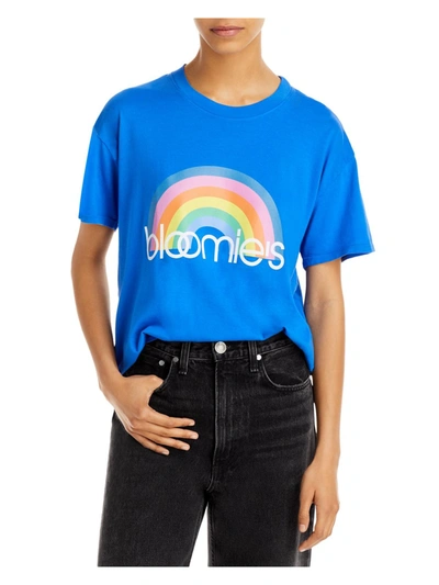 Shop Bloomie's Rainbow Womens Graphic Cotton T-shirt In Blue