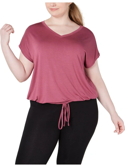 Shop Ideology Plus Womens Drawstring-hem V-neck T-shirt In Pink