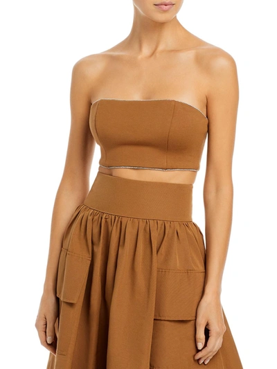 Shop Staud Lilies Womens Tube Embellished Strapless Top In Brown