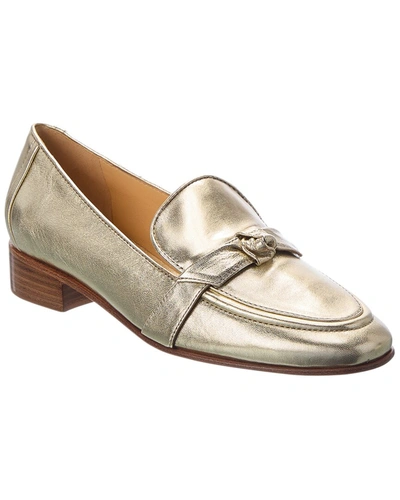 Shop Alexandre Birman Clarita Leather Loafer In Gold