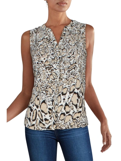 Nydj Womens Pleated Button Down Blouse In Multi